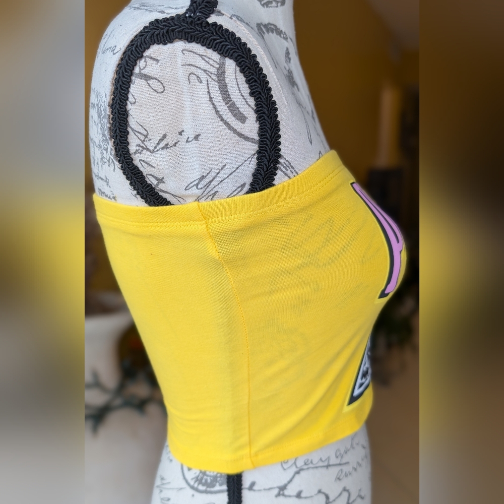 NWOT PINK FLOYD Yellow Pink & Black Tube Top Size Small - Picture 4 of 8